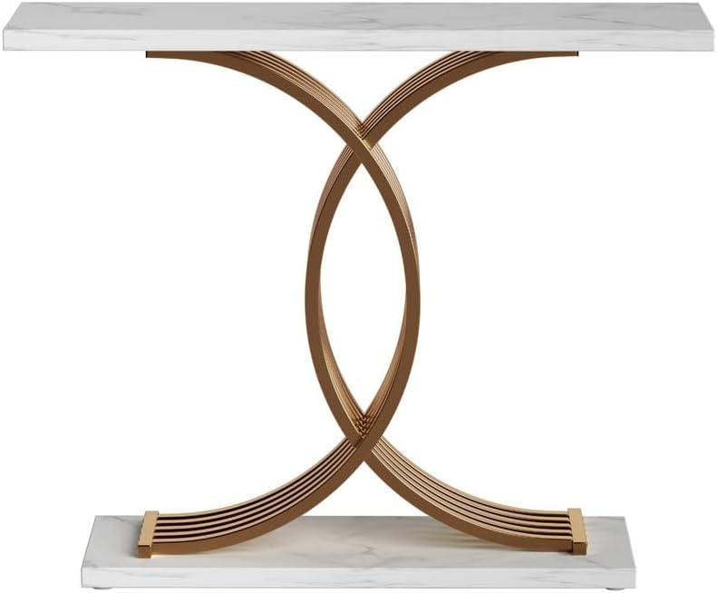 Artiss Console Table Hallway Table Marble Effect Entry Table White Tabletop