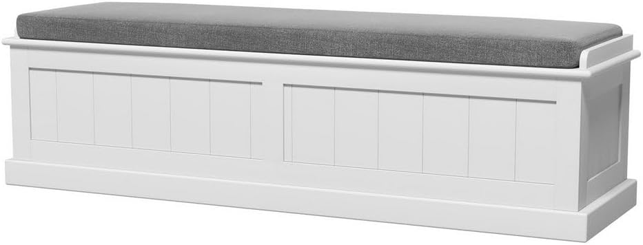 Artiss Storage Ottoman Blanket Box Bench 140cm Fluted Faux Linen Seat Chest Grey