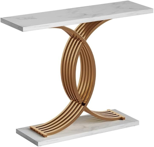 Artiss Console Table Hallway Table Marble Effect Entry Table White Tabletop