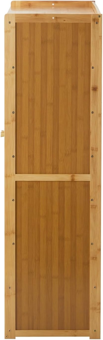 Oikiture Shoe Storage Cabinet with Rattan Door Wooden Shoe Rack with 7-Tiers Shoe Storage Shelves