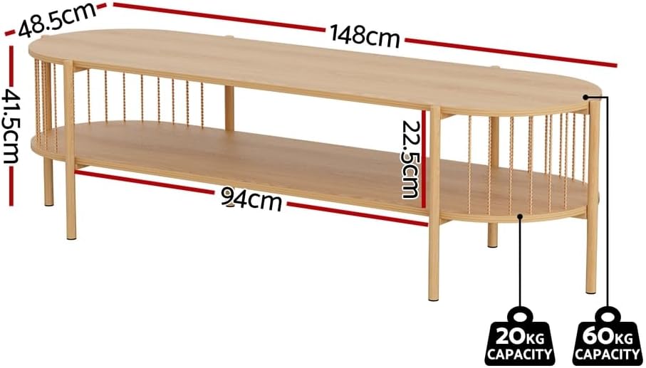 Artiss TV Unit, TV Cabinet with Storage Open Shelf, 148 cm Entertainment Unit for Living Room, Bedroom, Study Room, Backyard Pine