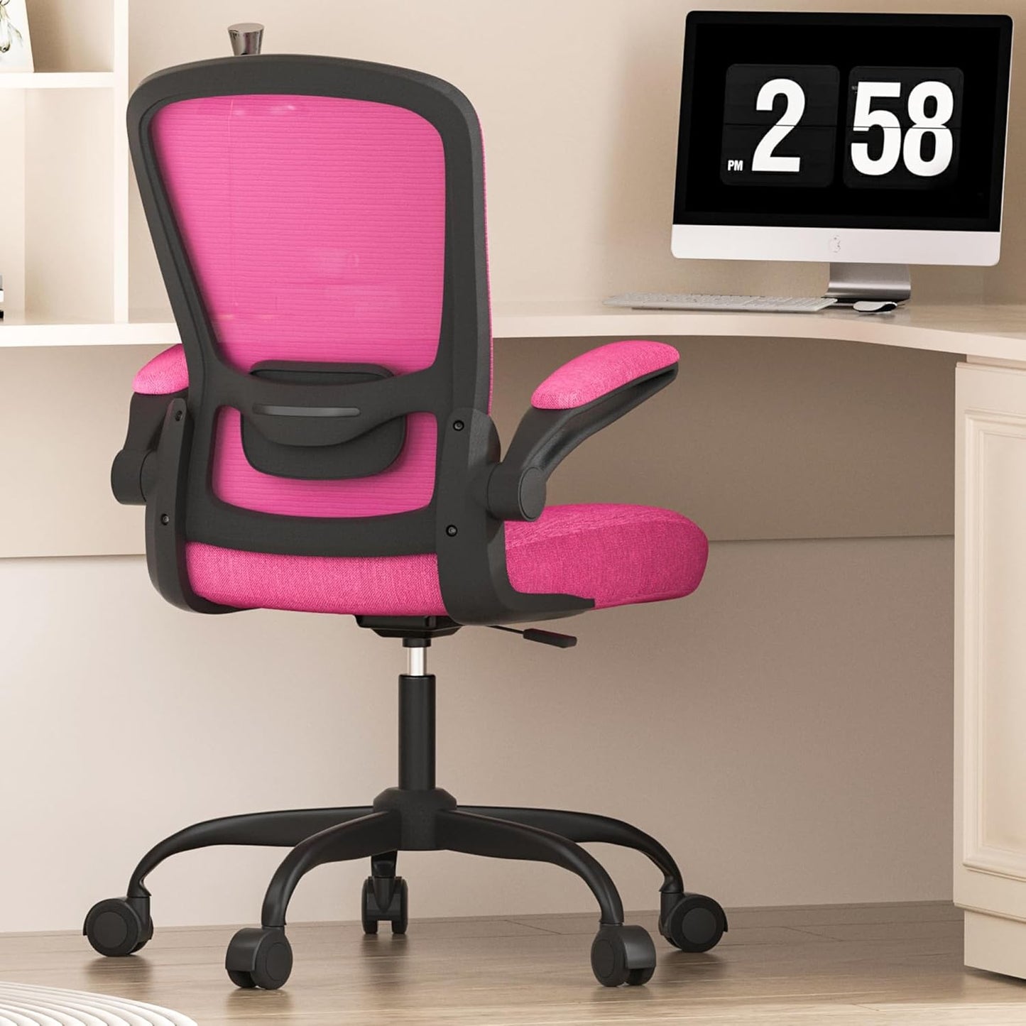 Office Chair, Ergonomic Desk Chair with Adjustable Lumbar Support, High Back Mesh Computer Chair with Flip-up Armrests-BIFMA Passed Task Chairs (Modern, All Black)