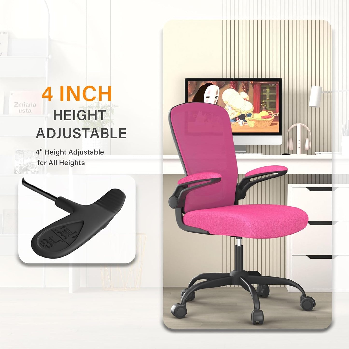 Office Chair, Ergonomic Desk Chair with Adjustable Lumbar Support, High Back Mesh Computer Chair with Flip-up Armrests-BIFMA Passed Task Chairs (Modern, All Black)