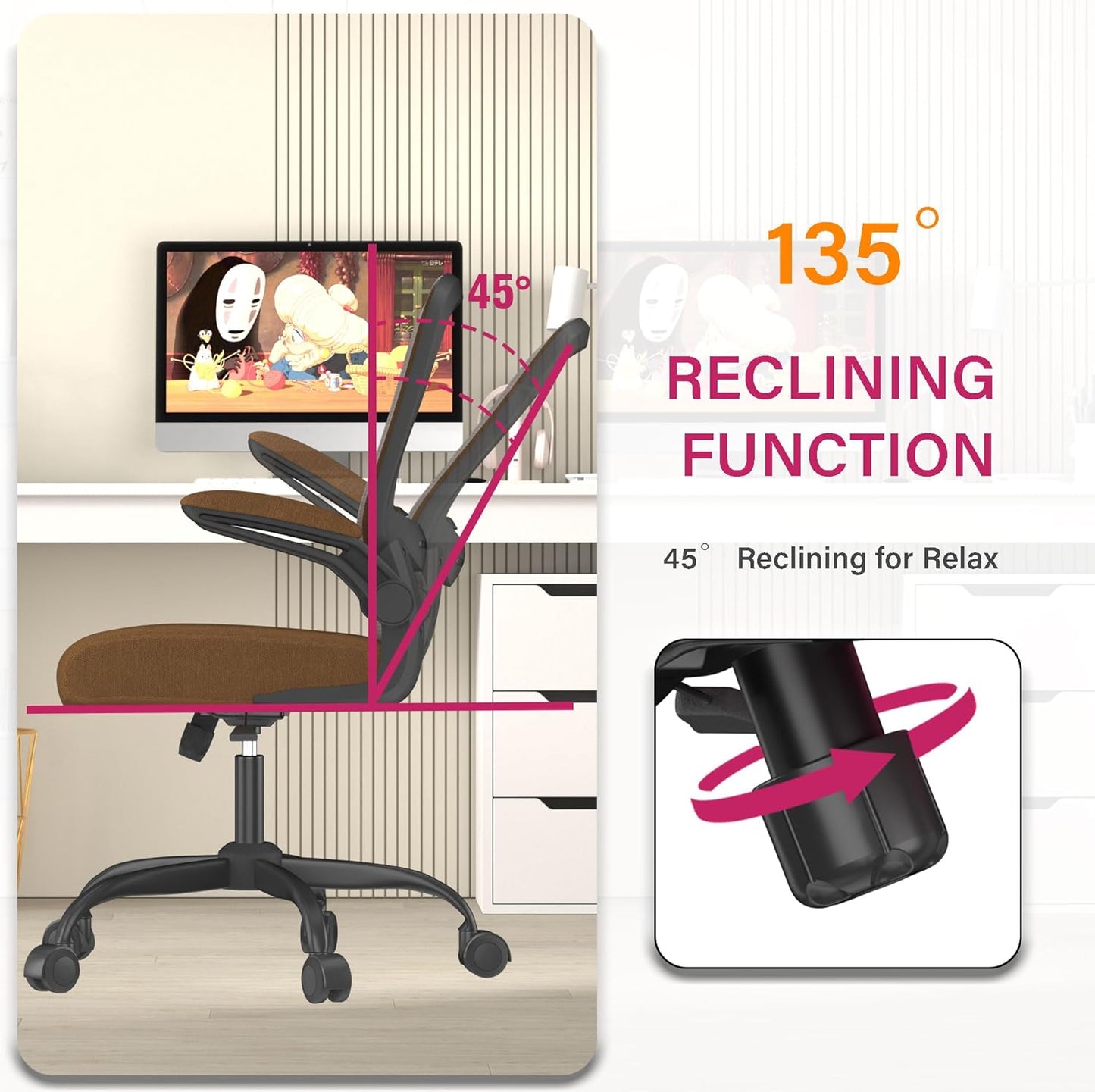 Office Chair, Ergonomic Desk Chair with Adjustable Lumbar Support, High Back Mesh Computer Chair with Flip-up Armrests-BIFMA Passed Task Chairs (Modern, All Black)