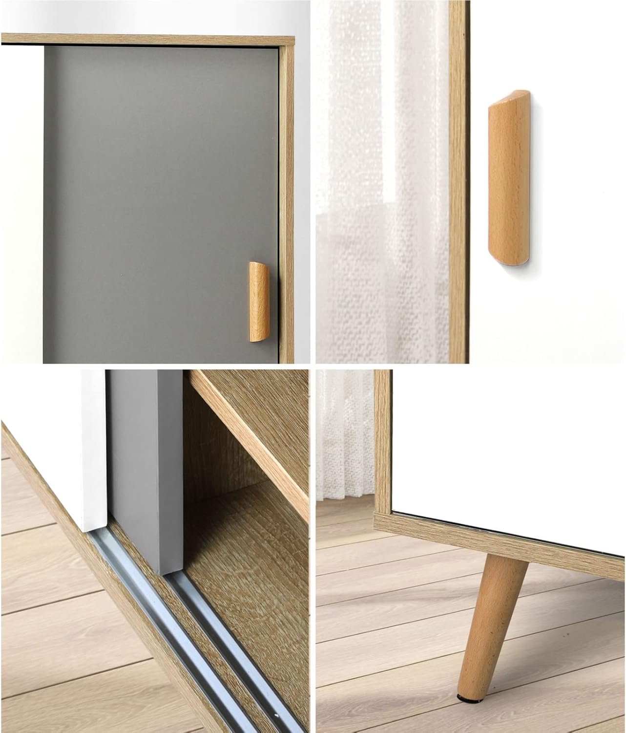 Oikiture Shoe Storage Cabinet with Rattan Door Wooden Shoe Rack with 7-Tiers Shoe Storage Shelves