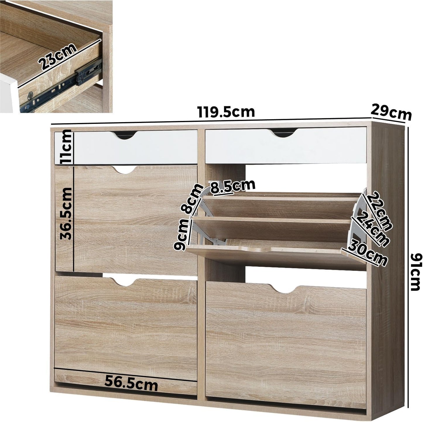 Oikiture Shoe Storage Cabinet with Rattan Door Wooden Shoe Rack with 7-Tiers Shoe Storage Shelves