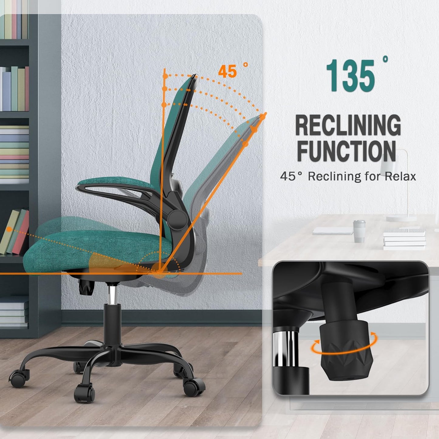 Office Chair, Ergonomic Desk Chair with Adjustable Lumbar Support, High Back Mesh Computer Chair with Flip-up Armrests-BIFMA Passed Task Chairs (Modern, All Black)