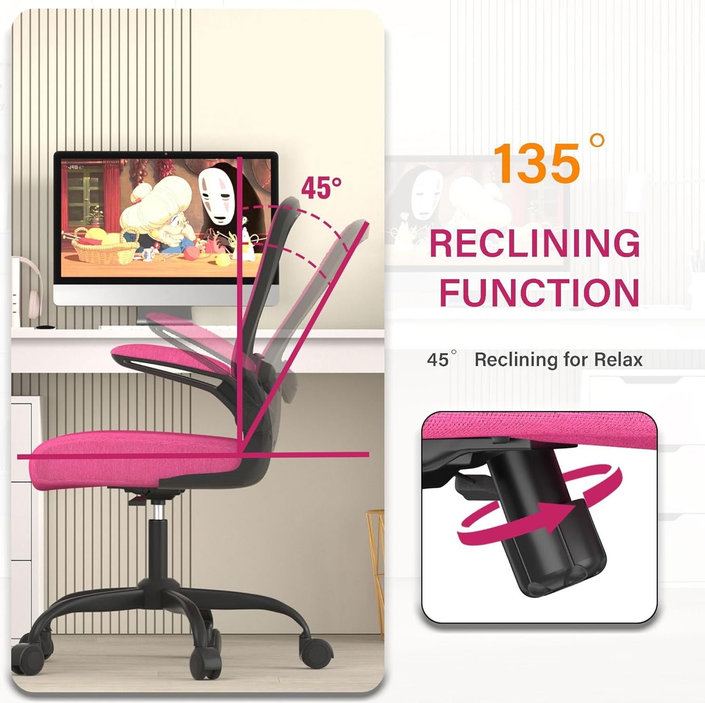 Office Chair, Ergonomic Desk Chair with Adjustable Lumbar Support, High Back Mesh Computer Chair with Flip-up Armrests-BIFMA Passed Task Chairs (Modern, All Black)