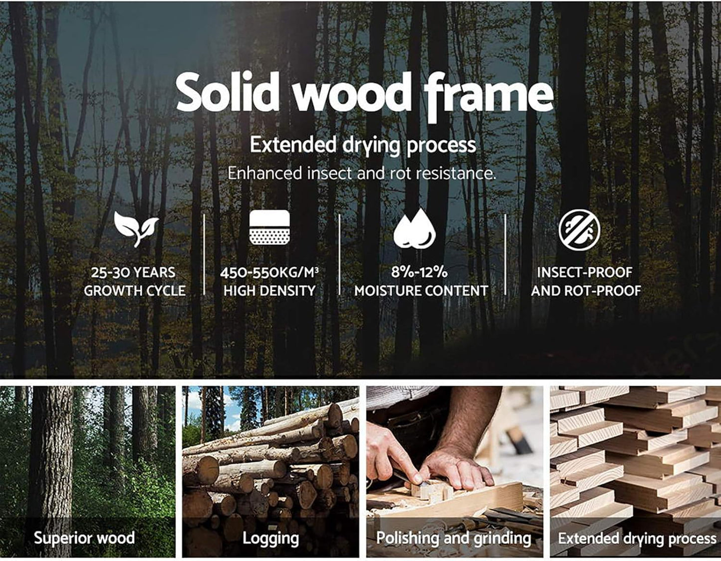 Artiss King Bed Frame Platform Wingback Headboard Frames Beds Base with 4 Storage Drawers Bedroom Room Decor Home Furniture, Upholstered with Charcoal Faux Linen Fabric + Foam + Wood