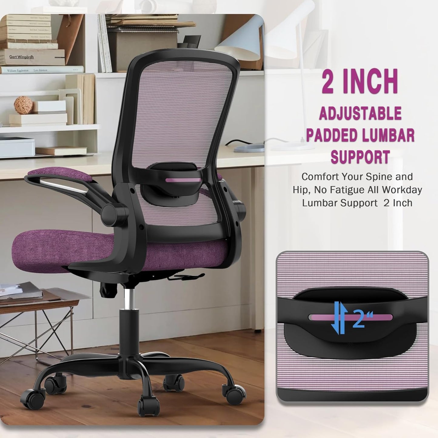 Office Chair, Ergonomic Desk Chair with Adjustable Lumbar Support, High Back Mesh Computer Chair with Flip-up Armrests-BIFMA Passed Task Chairs (Modern, All Black)