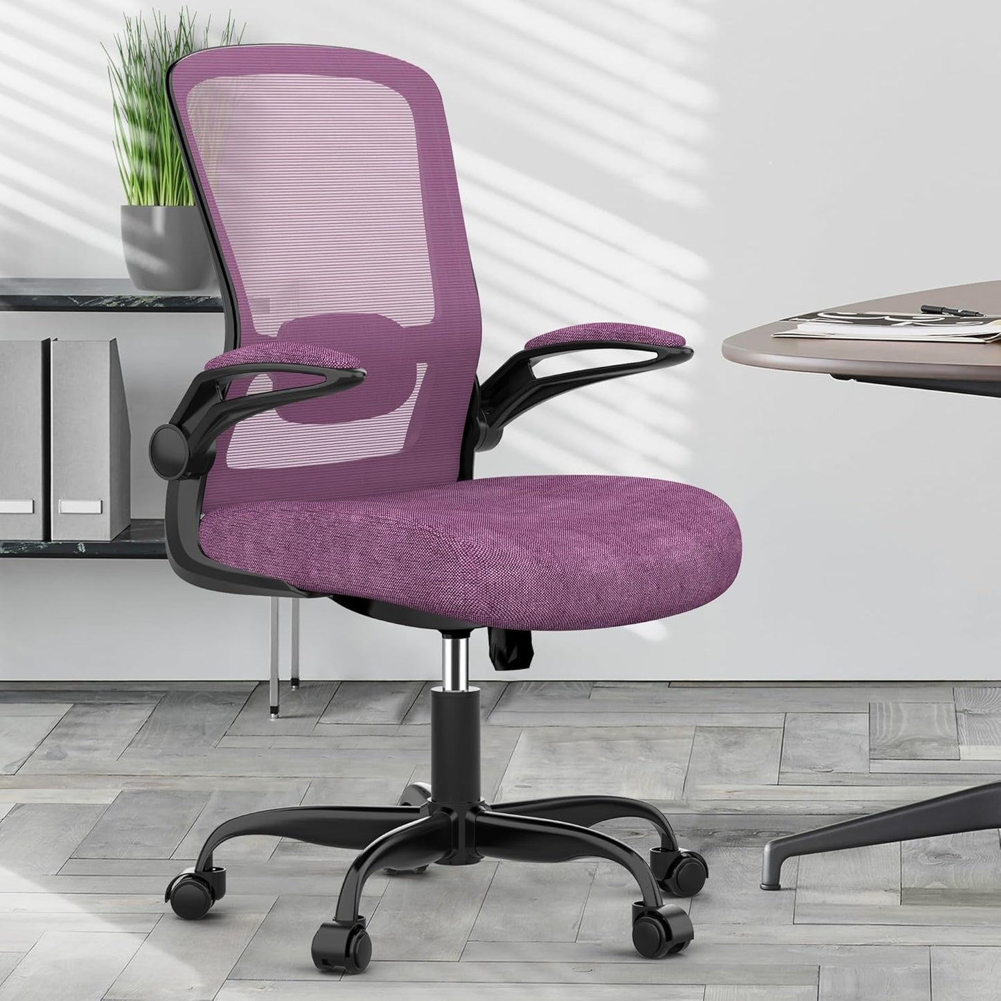 Office Chair, Ergonomic Desk Chair with Adjustable Lumbar Support, High Back Mesh Computer Chair with Flip-up Armrests-BIFMA Passed Task Chairs (Modern, All Black)