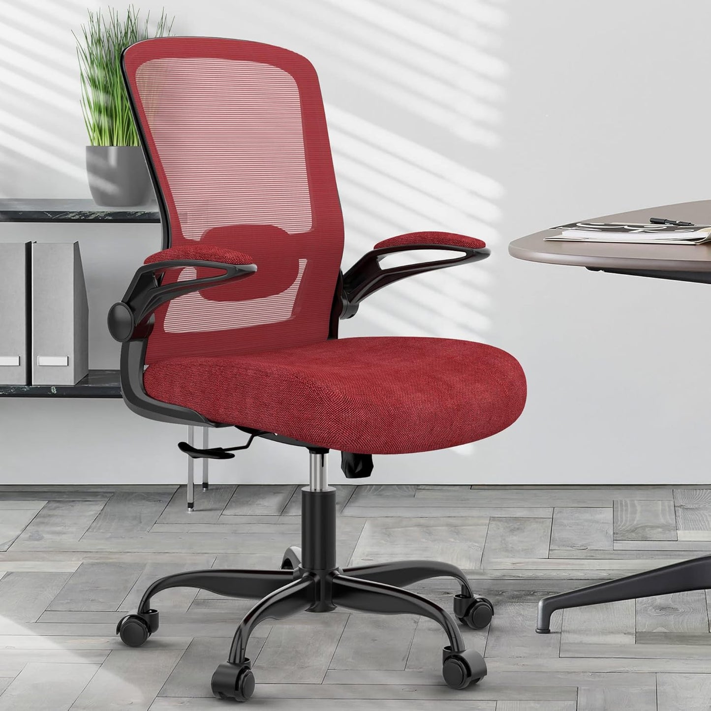 Office Chair, Ergonomic Desk Chair with Adjustable Lumbar Support, High Back Mesh Computer Chair with Flip-up Armrests-BIFMA Passed Task Chairs (Modern, All Black)