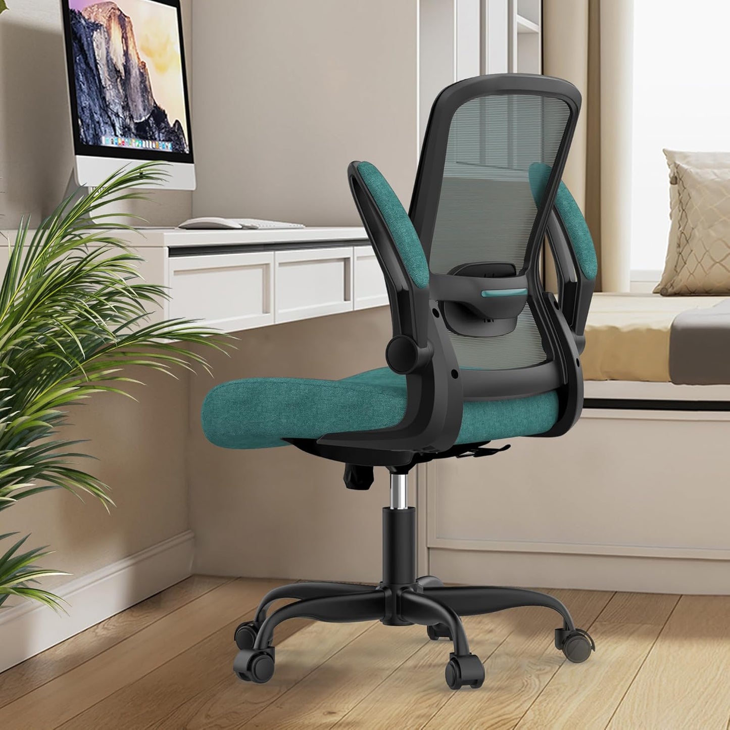 Office Chair, Ergonomic Desk Chair with Adjustable Lumbar Support, High Back Mesh Computer Chair with Flip-up Armrests-BIFMA Passed Task Chairs (Modern, All Black)