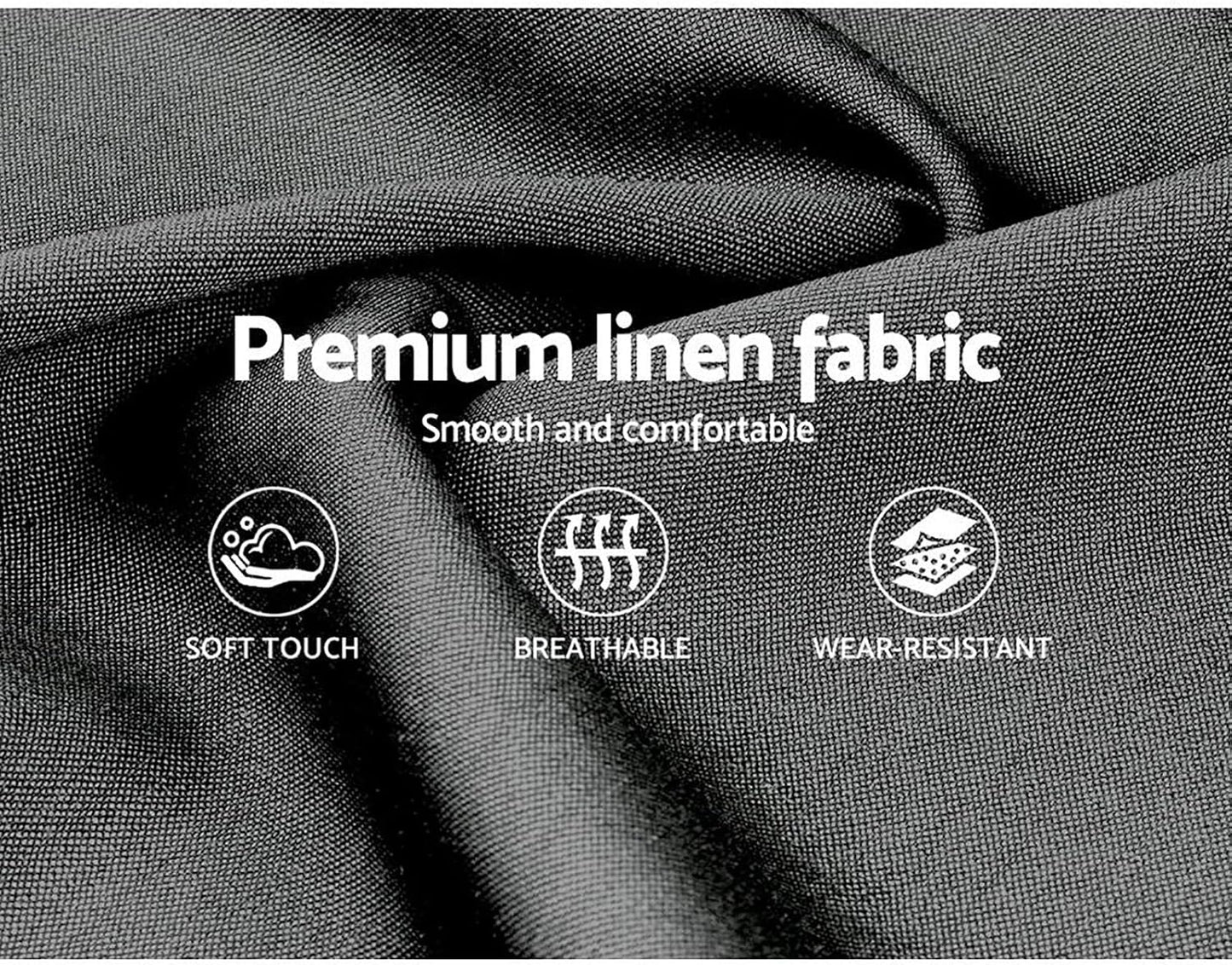 Artiss King Bed Frame Platform Wingback Headboard Frames Beds Base with 4 Storage Drawers Bedroom Room Decor Home Furniture, Upholstered with Charcoal Faux Linen Fabric + Foam + Wood