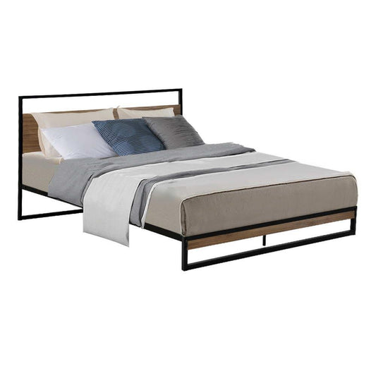 Artiss Bed Frame Double Size Metal Base Mattress Platform Foundation Black DANE