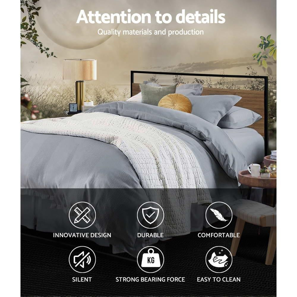 Artiss Bed Frame Double Size Metal Base Mattress Platform Foundation Black DANE